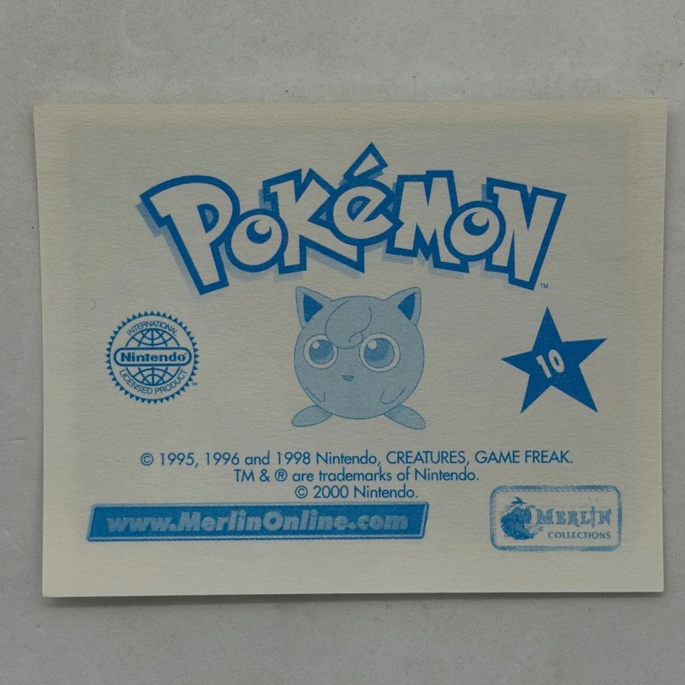 Pokemon Ash Ketchum Merlin Sticker 2000 Nintendo Merlin Collections #10 Vintage